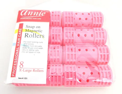 Miniatura 2 de Annie Rodillos magnéticos para el cabello, pequeños de 1/2 pulgada con capucha de bloqueo, sujeción segura, no necesita alfileres, color negro, 14