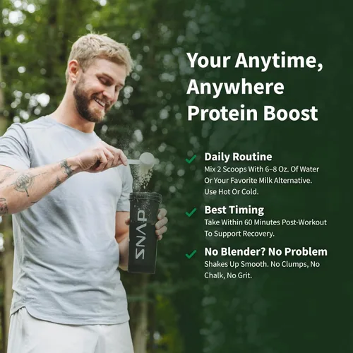 Miniatura 5 de Snap Supplements Polvo de proteína vegana orgánica a base de plantas en polvo de proteína que aumenta el óxido nítrico, aminoácido BCAA