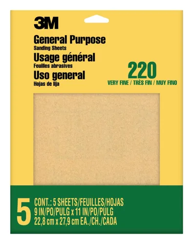 Miniatura 5 de 3M Papel de lija, paquete surtido de grano 100-150-220, 6 hojas, 3-2/3 x 9 pulgadas, lija pintura, madera y metal, ideal para lijado de uso general