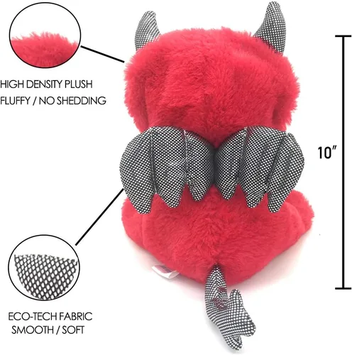 Miniatura 3 de Peluche de Pug de 10 pulgadas, juguete de peluche suave para perro con disfraz de diablo, regalo divertido para niños, novio, novia o amantes