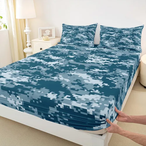 Miniatura 26 de Sábana bajera ajustable con estampado de leopardo, tamaño individual, juego de ropa de cama rústica con rayas de piel de cebra, decoración