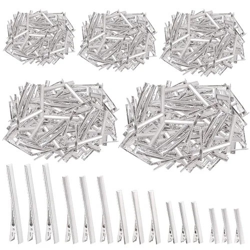 Swpeet Juego surtido de 270 pinzas de cocodrilo de 5 tamaños, para pinzas de pelo de metal con parte superior plana, horquillas de una sola punta