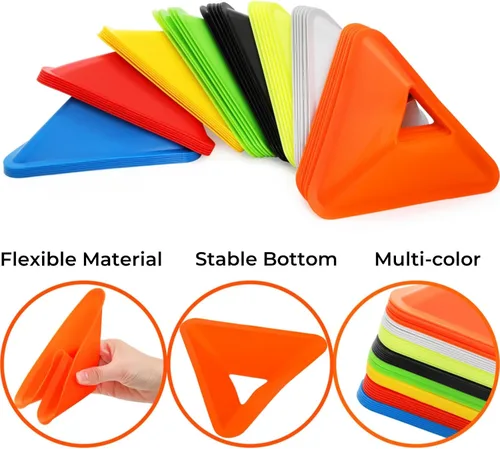 Miniatura 3 de Tlence Paquete de 48 conos de fútbol para entrenamiento, conos de disco de agilidad flexibles con bolsa de transporte y correa, mini