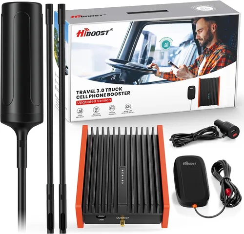 HiBoost Amplificador de señal de teléfono celular para camiones y SUV | Aumenta 5G y 4G LTE para todos los operadores - Verizon, AT&T, T-Mobile y