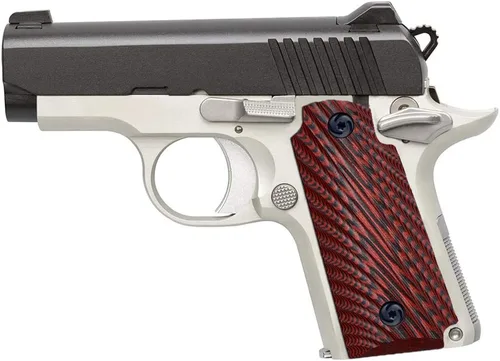 Miniatura 5 de Empuñaduras G10 personalizadas para Kimber Micro Carry 380 ACP G10 Grips con Ambi, Agresivo OPS Starburst Textura 6 opciones de color Rojo/Negro