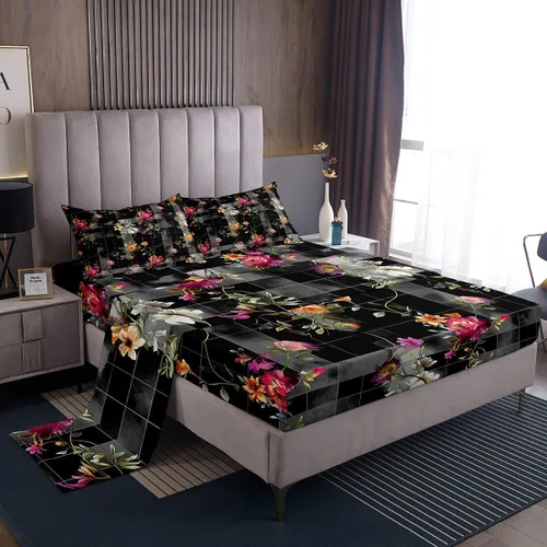 Miniatura 53 de Erosebridal Juego de sábanas góticas de damasco para adultos, juego de sábanas victorianas antiguas, tamaño individual, sábanas góticas florales