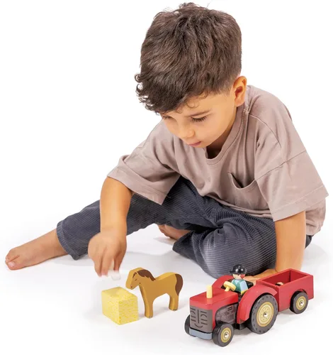 Miniatura 6 de Tender Leaf Toys - Tractor de corral - Juguete de tractor de madera con remolque extraíble, animales y accesorios - Juguete de juego abierto, juego
