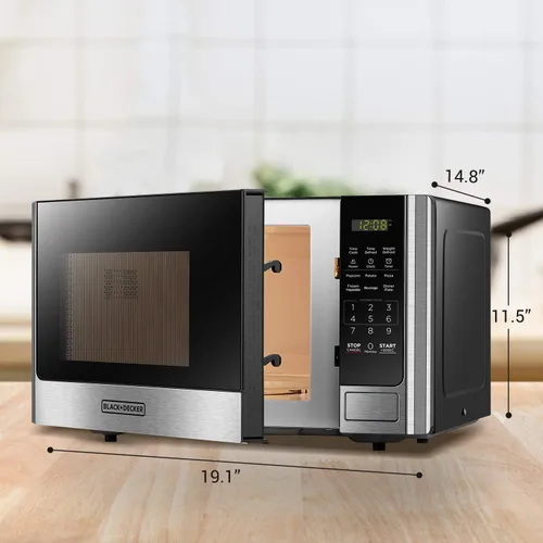 Miniatura 6 de BLACK+DECKER Microondas digital con puerta giratoria y botón de seguridad para niños