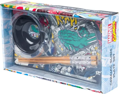 Miniatura 7 de Silver Buffalo Marvel Avengers Juego de vajilla con diseño de Hulk, Iron Man, Capitán América, Thor, Black Panther y Spiderman, incluye plato