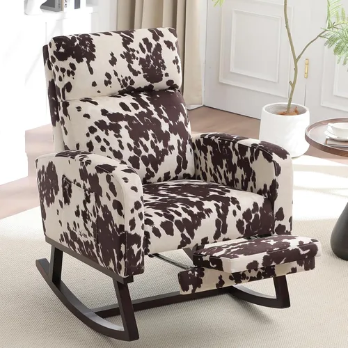 Miniatura 15 de HCHAIRH Mecedora para cuarto de bebé, sillas mecedoras de lactancia con reposapiés para mamá, silla mecedora con reposapiés y respaldo alto