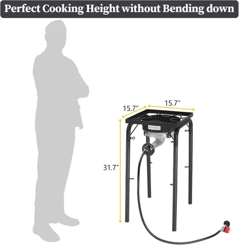 Miniatura 6 de ROVSUN Estufa de gas propano de alta presión de 200,000 BTU con quemador único para cocinar al aire libre, preparar pavos, potente cocina