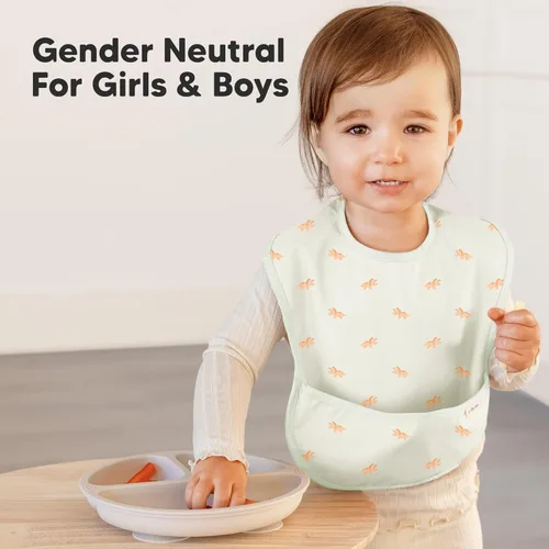 Miniatura 8 de KeaBabies Paquete de 3 baberos impermeables para comer, baberos ligeros para alimentación de niños pequeños con gran atrapador de alimentos, a