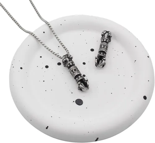 Miniatura 3 de Collar budista con colgante Vajra de acero inoxidable, amuleto tibetano de budismo Dorje con cadena de acero inoxidable de 22+2 pulgadas