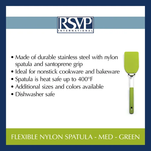 Miniatura 9 de RSVP International Kitchen Tool Collection - Espátula flexible de nailon, mango de acero inoxidable, 12 x 2.75 pulgadas, color verde