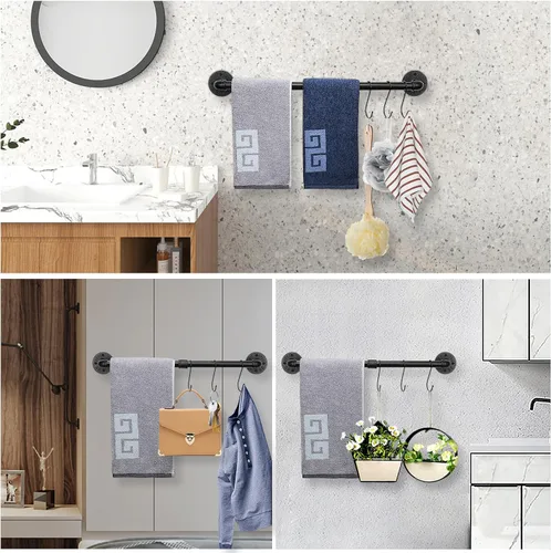 Miniatura 4 de NearMoon Toallero Industrial de Tubería, Accesorio Portador de Toallas de Ferretería de Baño de Servicio Pesado, Estante Soporte para Toallas