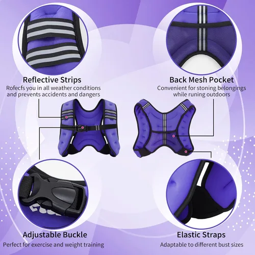 Miniatura 2 de Cutecrop Juego de chaleco con peso para mujer, chaleco ajustable de 10 libras para mujer, con un par de pesas de 2 libras para muñeca, pierna, brazo