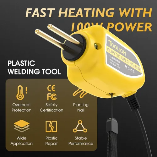 Miniatura 3 de TOOLIOM - kit de reparación de plástico con soldador de plástico portátil de 100 W y engrapadora térmica, kit de soldadura de plástico de 110 V