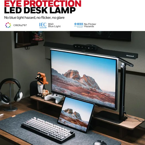 Miniatura 2 de Lámpara de escritorio LED Honeywell con base - HJ1BK Sunturalux lámpara de escritorio de arquitecto para cuidar los ojos para oficina en casa, luz