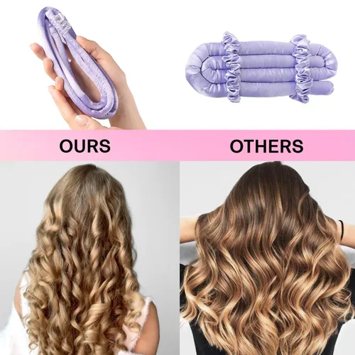 Miniatura 5 de Lanzhire Diadema Rizadora sin Calor para Rizos de Cabello Largo y Corto Durante la Noche (Morado)