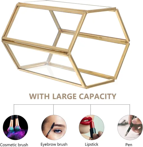 Miniatura 7 de Glass Makeup Brush Holder Cup Vanity Organizer for Cosmetic Storage, Desktop Makeup Brush Storage Container for Daily Beauty Tools
