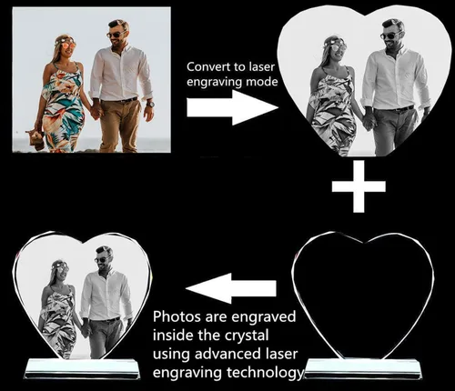 Miniatura 5 de Regalos de fotos personalizados de cristal – Marcos de fotos en forma de corazón, cumpleaños, aniversario, boda, Navidad, regalos para novia