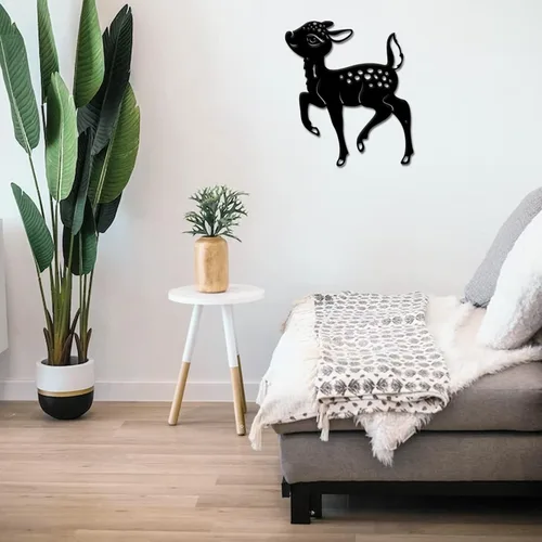 Miniatura 3 de SUPERDANT Bonito arte de pared de metal con ciervos, decoración de pared de animales del bosque, adorno de metal de ciervo ciruela, letrero colgante
