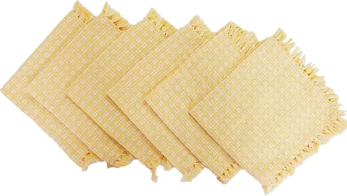 Miniatura 28 de Mantel de mesa, amarillo/blanco con flecos tejidos, 100% algodón, tamaño 52x70 pulgadas, adecuado para cenas formales, comidas diarias y ocasiones