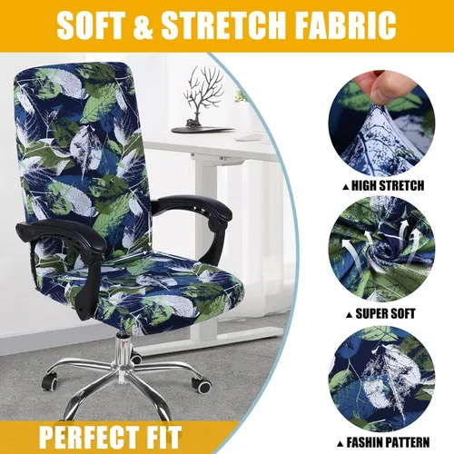 Miniatura 4 de Smiry - Fundas elásticas estampadas para silla de oficina de computadora, fundas universales para silla giratoria de escritorio, extraíbles y Verde