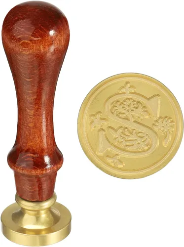 YOKIVE Sello de cera del alfabeto, sello de letras con mango extraíble para decorar postales, ideal para festivales, bodas (dorado, rojo, letra S)