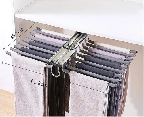 Miniatura 2 de Perchero extraíble para armario, 22 brazos, extensible, soporte para pantalones deslizantes de acero, barra de suspensión para organizadores