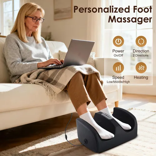 Miniatura 2 de Masajeador de pies con calor, masajeador eléctrico de pies y pantorrillas con rodillo, masaje de tejido profundo para fascitis plantar, neuropatía