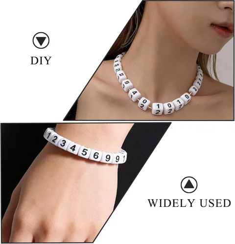 Miniatura 6 de 1000 cuentas cuadradas de acrílico blanco con números, cuentas de números del 0 al 9 para hacer joyas, collares, llaveros, pulseras
