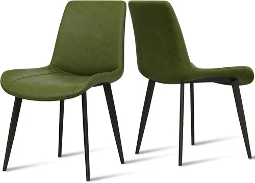 Miniatura 17 de Juego de 4 sillas de comedor, modernas sillas de comedor tapizadas de piel sintética con patas de metal resistentes y respaldo cómodo, sillas Marrón