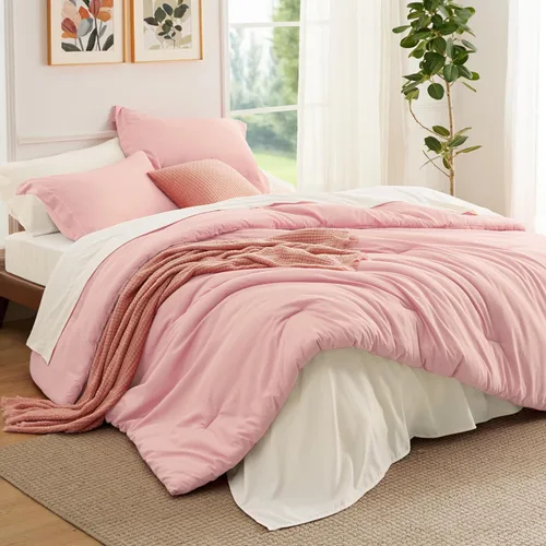 Miniatura 14 de Bedsure Juego de ropa de cama con edredón tamaño individual de 5 piezas, diseño bohemio contrastante, juego de cama en una bolsa con edredón