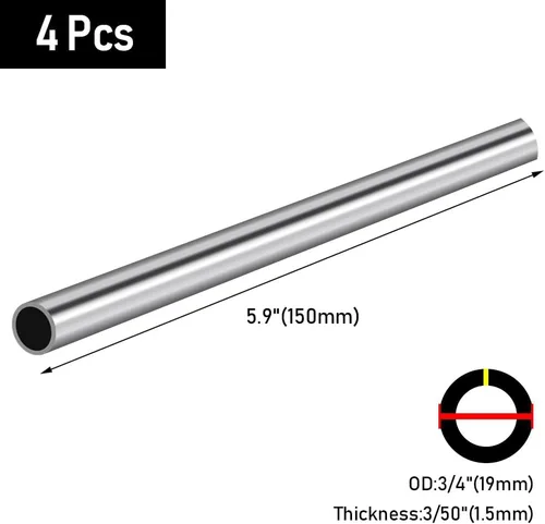 Miniatura 2 de Eoiips Tubo de acero inoxidable 304 de 3/4" OD, 5.9" de longitud, 4 piezas