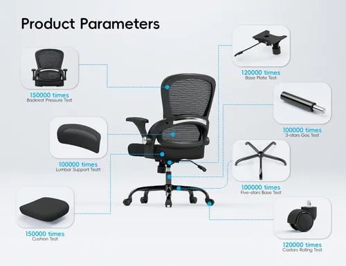 Miniatura 8 de TRALT Silla de oficina – Silla de oficina ergonómica con soporte trasero, sillas de escritorio de oficina en casa, asiento ancho de 330 libras, Negro