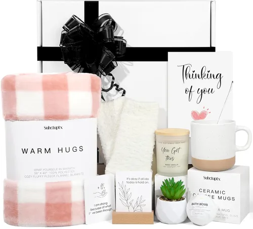 Miniatura 9 de Regalos de cumpleaños para mujeres, cesta de regalo única de feliz cumpleaños, paquete de cuidado personal, ideas de cumpleaños con manta de franela