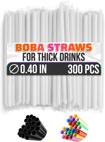 Miniatura 13 de 100 popotes de té de burbujas transparentes – Pajitas anchas de 9.4 x 0.4 pulgadas de grosor para batidos, té Boba, batidos y bebidas congeladas