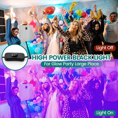 Miniatura 2 de Luces negras de 100 W para fiesta brillante, luz negra de alta potencia para interiores, luz de inundación de 395 nm, luz negra UV, reflector de luz