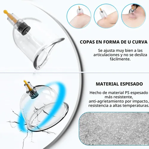 Miniatura 5 de Cupluw Juego de ventosas, kit de ventosas de 24 tazas para terapia de masaje, juego de terapia china de ventosas con magnético, juego profesional