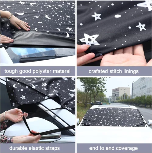 Miniatura 5 de Tallew Cubierta para Parabrisas de Automóvil para Hielo, Escarcha y Nieve, Tela Oxford 69 x 42 Pulgadas, Impermeable, Resistente al Viento