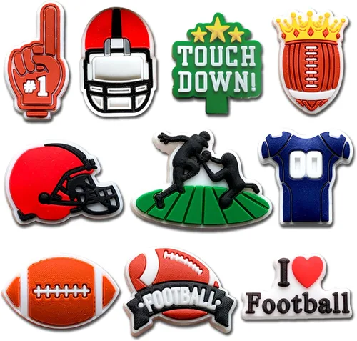 Dijes deportivos para zapatos de cocodrilo, sandalias, pulseras, decoración, béisbol, sóftbol, fútbol, baloncesto, fútbol, natación, cocodrilo, para