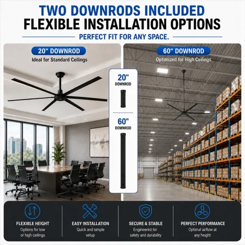 Miniatura 4 de Ventilador de techo industrial HVLS de 144 pulgadas, ventilador de techo comercial grande + 32,000 CFM con control remoto, motor PMSM, 6 Orion 120