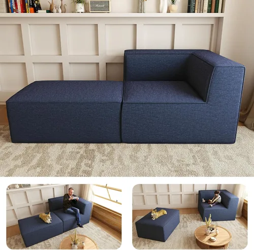 Miniatura 33 de Sofá Seccional Comprimido de 106" Sofás Modulares en Forma de L con Chaise, Espuma de Alta Densidad Sin Ensamblaje Requerido, 4 Piezas