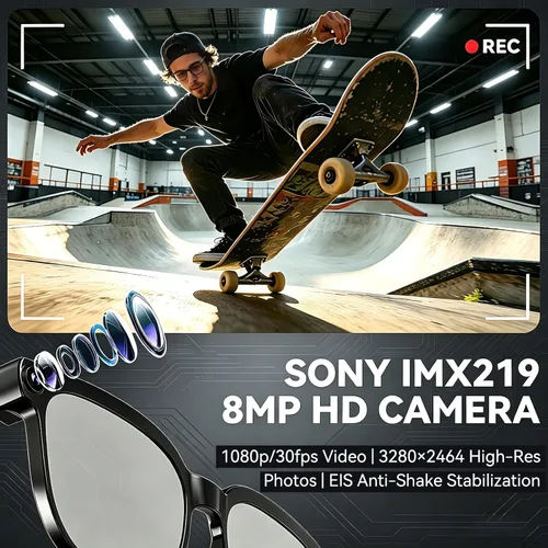 Miniatura 2 de Lentes inteligentes AI con cámara, lentes de cámara de 8 MP, grabación de video antivibración de 1080P, traducción en tiempo real, asistente de voz