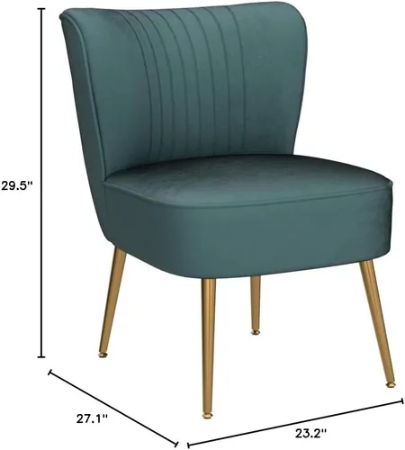 Miniatura 3 de Container Furniture Direct Silla moderna de terciopelo para sala de estar, dormitorio o entrada, diseño elegante y cómodo sin brazos con patas