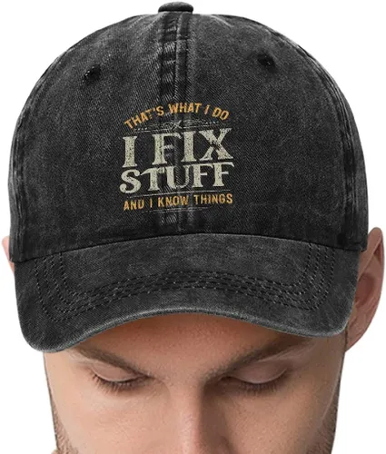 Miniatura 4 de I Fix Things Hat, I Fix Stuff and Know Things Sombrero para hombres, Thats What I Do I Fix Stuff Hat, Hat I Fix Stuff 8 (negro)