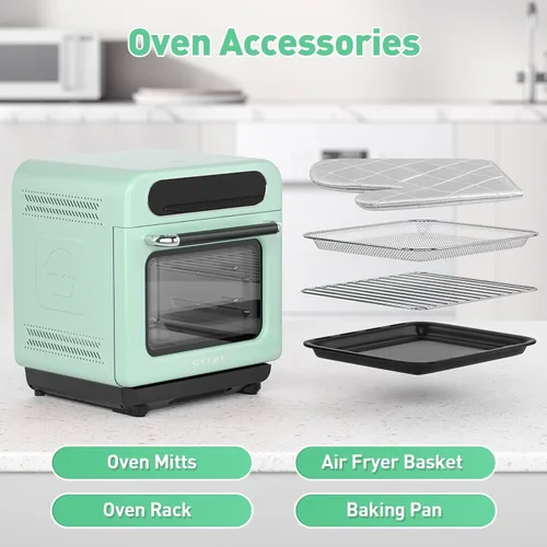 Miniatura 6 de Secura Horno de vapor multifunción con freidora de aire, horno compacto de 13 cuartos de galón con horneado de convección, freidora de aire, vapor