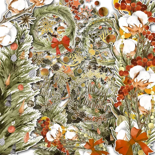 Miniatura 3 de HANATABA - Paquete de papel (15 hojas de 8 x 11 pulgadas) para árbol de Navidad y corona de HANATABA - Imágenes de efímera con estilo Art Deco Papel