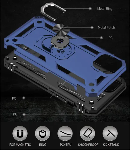Miniatura 7 de Funda para iPhone 13, iPhone 13, [grado militar de 16 pies probada en caídas], anillo protector a prueba de golpes para iPhone 13, azul